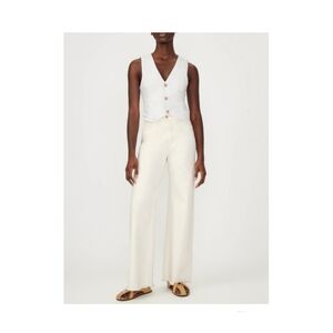 DL1961 Denim Hepburn Wide Leg Denim Jean Sz 31 High Rise Cream Eggshell NEW NWT